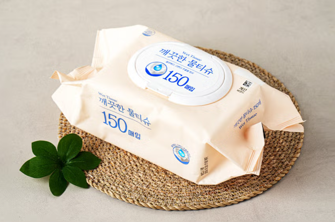 [다이소] BEST 에끌라 깨끗한 물티슈 150 매 (캡형) / BEST Ecla Tisu Basah Bersih 150 lembar (dengan tutup)  Ecla → 브랜드명 그대로 사용