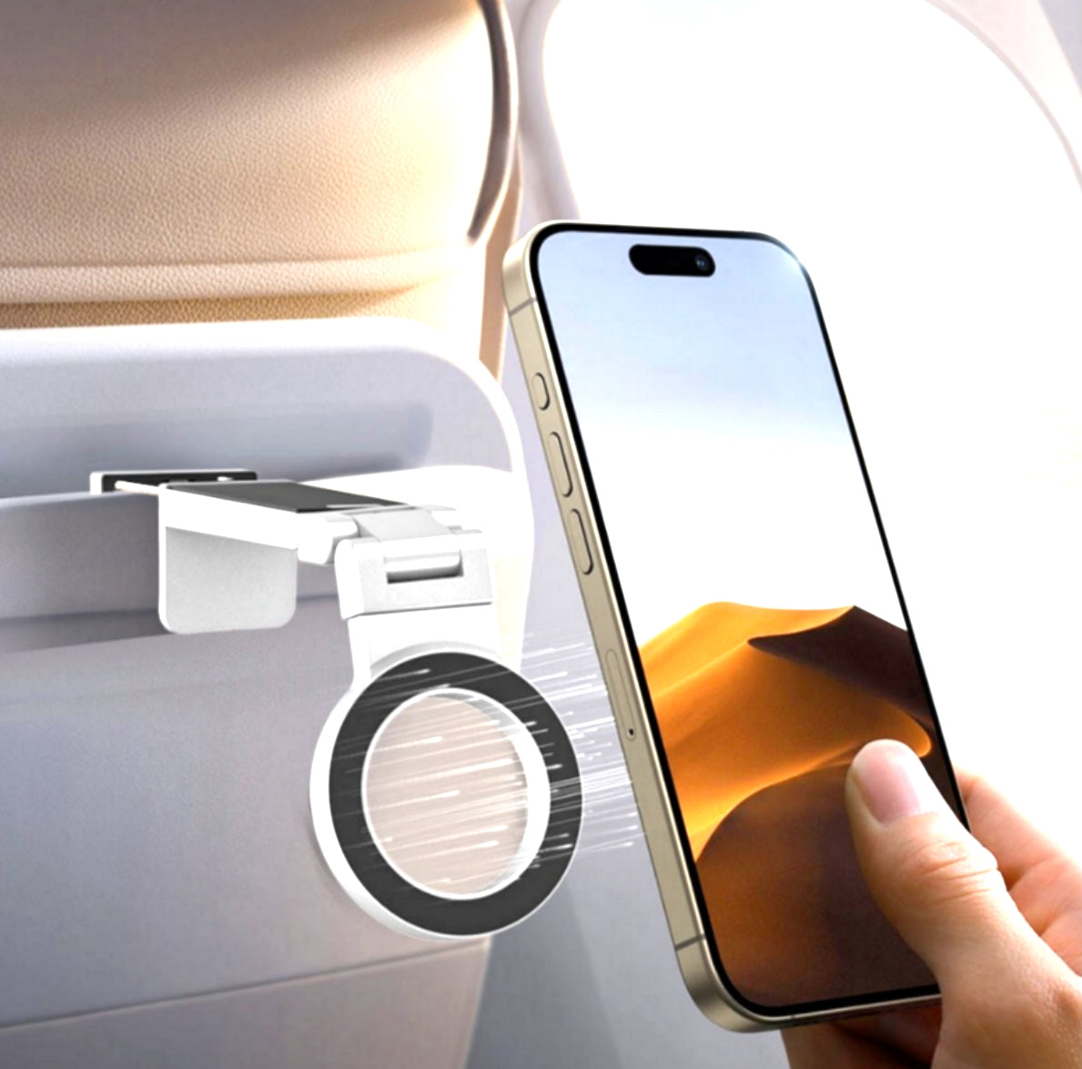 [KOREA] Adjustable Universal Magnetic Phone Holder – Travel Essential, Flexible Rotation, Hands-Free Airplane Phone Mount &amp; Seat Stand