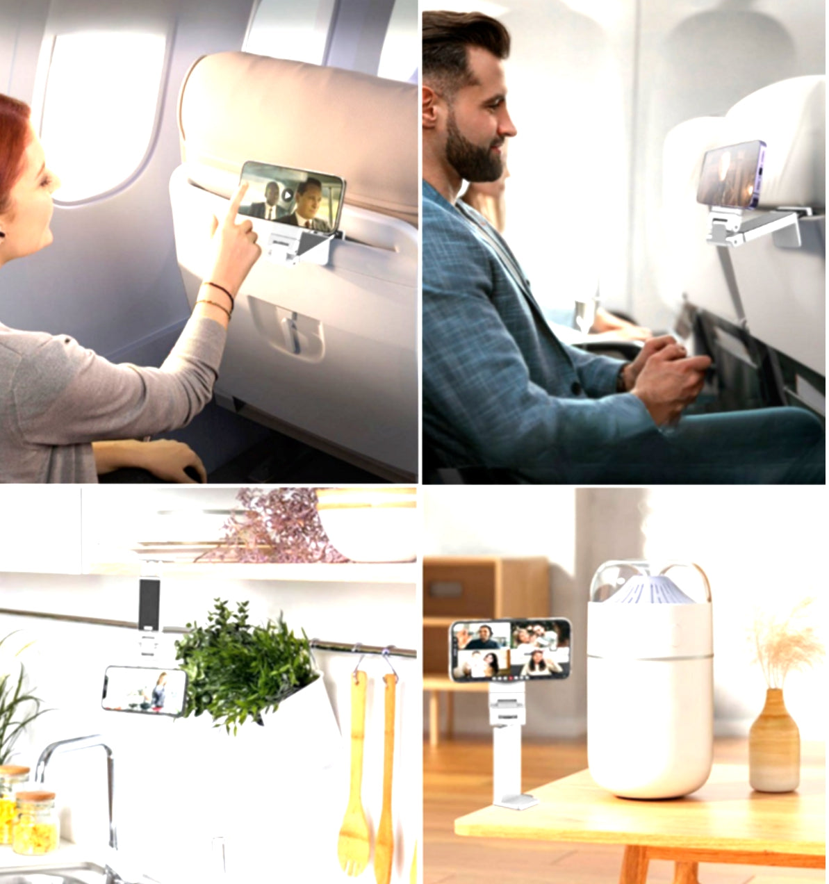 [KOREA] Adjustable Universal Magnetic Phone Holder – Travel Essential, Flexible Rotation, Hands-Free Airplane Phone Mount &amp; Seat Stand