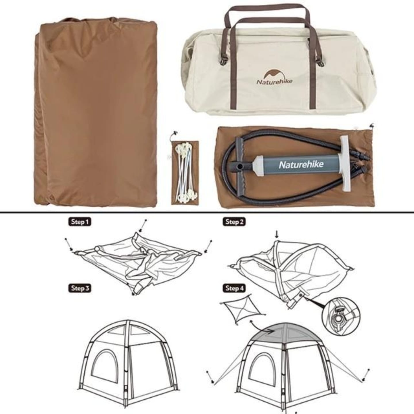 [중고] TENDA NATUREHIKE ANGO AIR CNH23ZP12002 3P / 3 ORANG CAMPING - QUICKSAND GOLD
