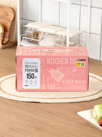[다이소] BEST 리빙 뽑아쓰는 키친타월 150매입 / Daiso Living Tisu Dapur Tarik Satu-satu (150 lembar)