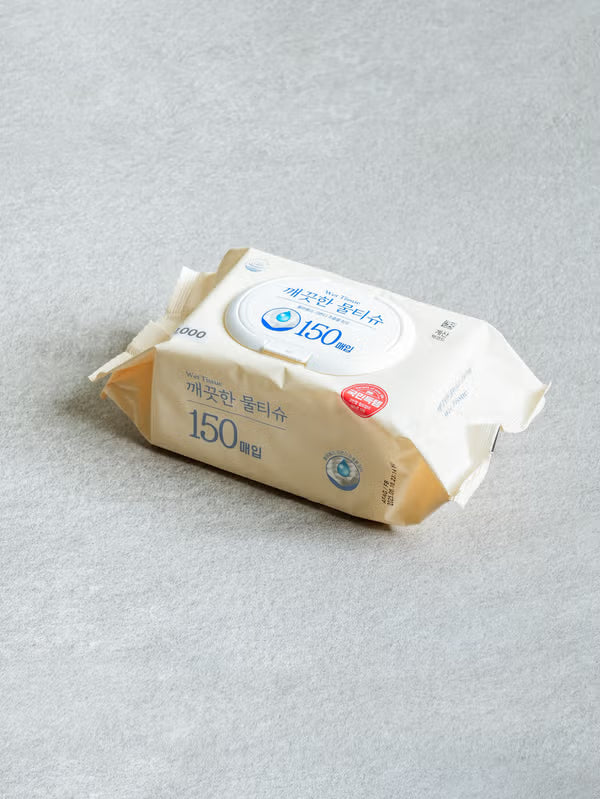 [다이소] BEST 에끌라 깨끗한 물티슈 150 매 (캡형) / BEST Ecla Tisu Basah Bersih 150 lembar (dengan tutup)  Ecla → 브랜드명 그대로 사용