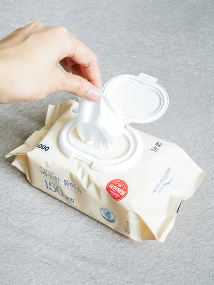 [다이소] BEST 에끌라 깨끗한 물티슈 150 매 (캡형) / BEST Ecla Tisu Basah Bersih 150 lembar (dengan tutup)  Ecla → 브랜드명 그대로 사용