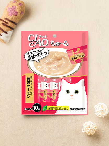 [다이소] 🐱 [펫] 챠오츄르 참치 & 연어 10개입 / Ciao Churu Tuna & Salmon 10 pcs